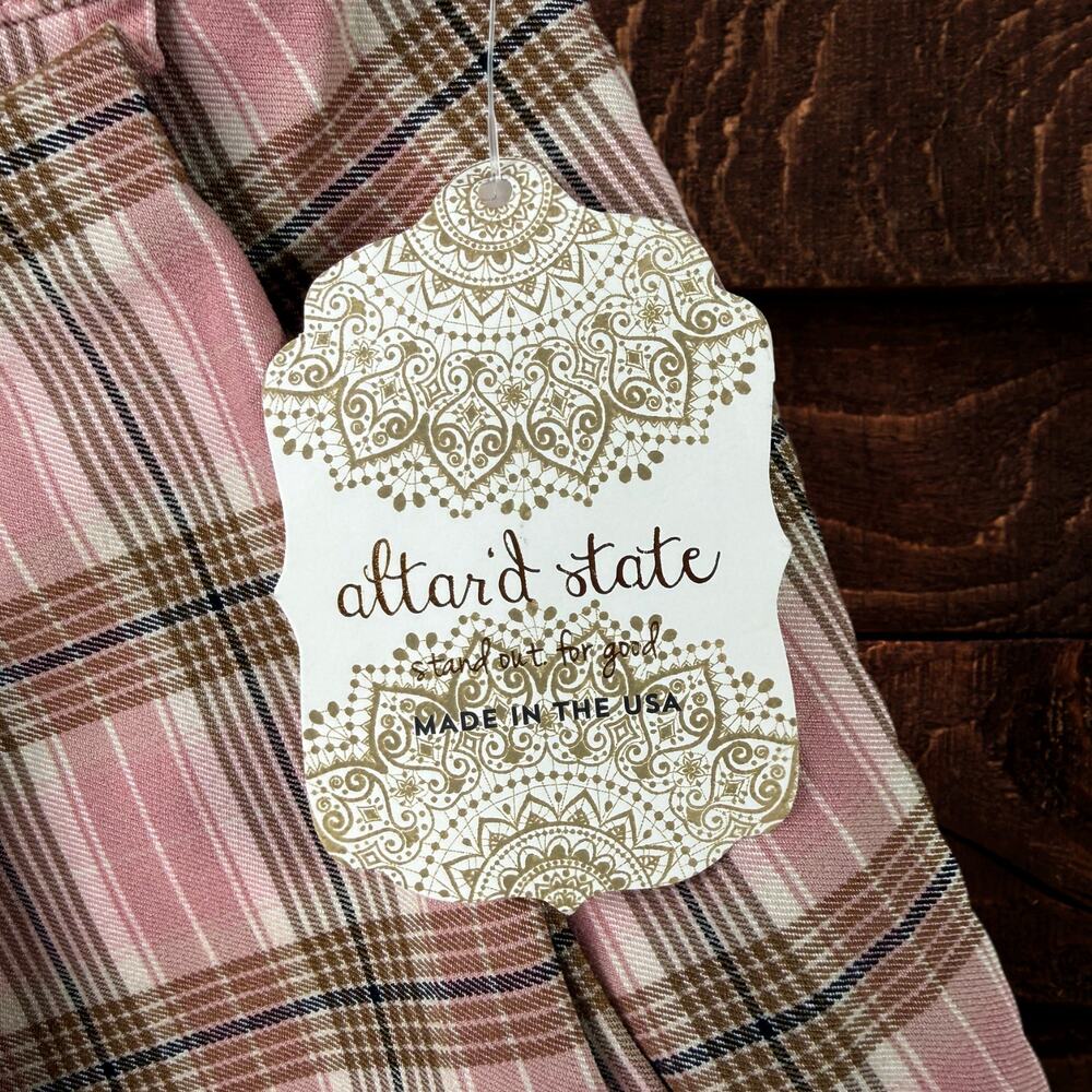 Altar'd State Pink High-Rise Plaid Pleated Mini Skirt Size Small - Picture 5 of 8